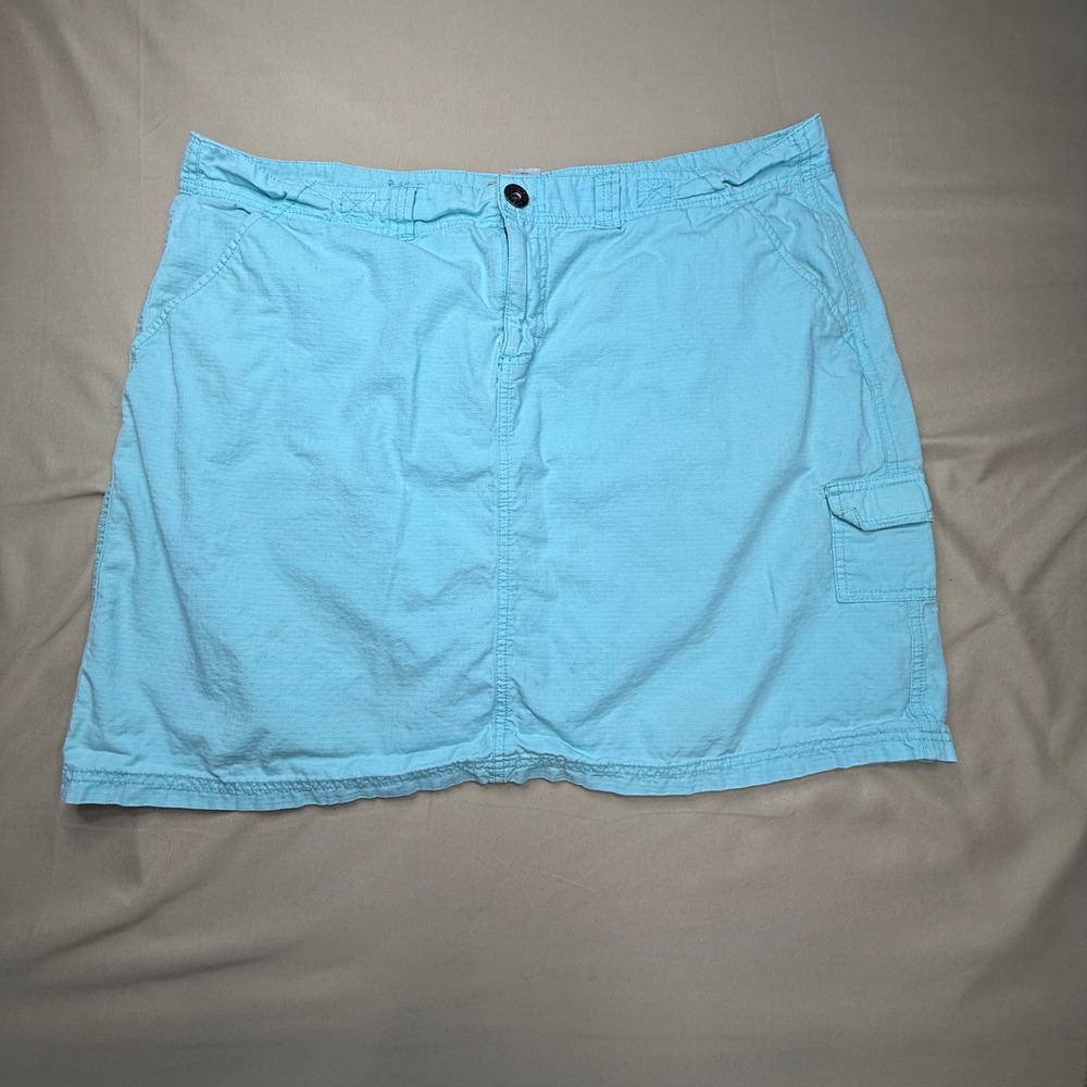 Route 66 Womens Blue Cargo Mini Skirt 18W Cotton Ripstop Utility Skort Style